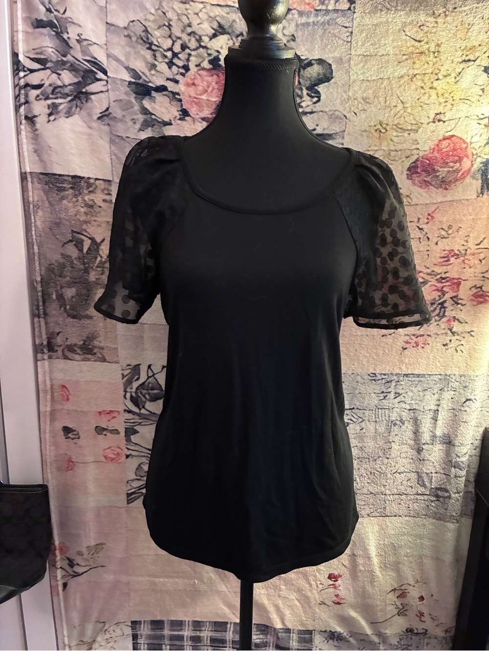 Black Sheer Sleeve Women’s Top